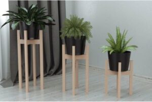 Bienwood, houten bloempotstandaard, set van 3, houten bloempot, bloemenstandaard - Afbeelding 5