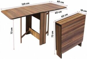 SNS Home – Praktische Tafel – Eettafel – Eettafel Uitschuifbaar – Opvouwbaar – Flamingo – 134 x 60 x 72 cm – Donker Walnoot - MDF Bruine Tafel - Afbeelding 50