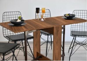 SNS Home – Praktische Tafel – Eettafel – Eettafel Uitschuifbaar – Opvouwbaar – Flamingo – 134 x 60 x 72 cm – Donker Walnoot - MDF Bruine Tafel - Afbeelding 48