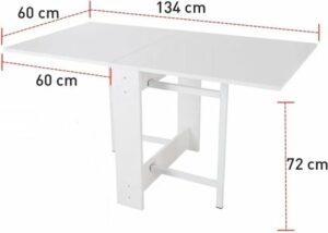 Praktische Tafel – Eettafel – Eettafel uitschuifbaar – Opvouwbaar – Flamingo – 134 x 60 x 72 cm – Zwart en Marmer - Afbeelding 4