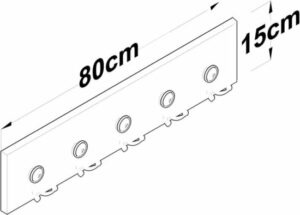 Kapstok - Hangkapstok - 5x3 Metaal Haakjes - Hangend - Industrieel - Wandkapstok - 80x15 cm - MDF Wit - Afbeelding 5