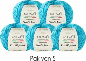 Etrofil Jeans Breigaren - Amigurumi Breigaren - Baby Breigaren - Moederdag Cadeau - 55% Katoen 45% Acryl - 5 stuks - Aqua Blauw - Afbeelding 4