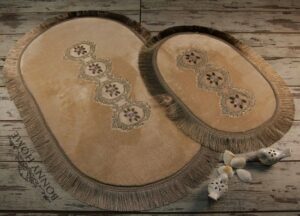 Bonny Home Shems Ovaal Badmat - Antislip Badmat - Kanten Badmat - 2 stuks - Klein en Groot - Nertskleur - Afbeelding 13