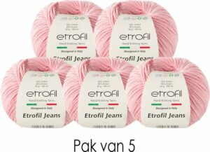 Etrofil Jeans Breigaren - Amigurumi Breigaren - Baby Breigaren - Moederdag Cadeau - 55% Katoen 45% Acryl - 5 stuks - Roze - Afbeelding 3