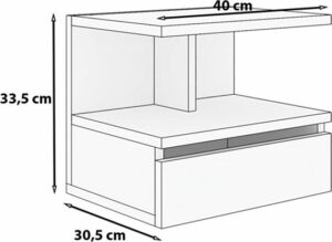 SNS Home - Flora 17-04 - Nachtkastje met Sectie/Verdeling - Met Beweegbare Hoes - Nachtkastje Zwevend - 40x34x31 cm - Wit - Afbeelding 7