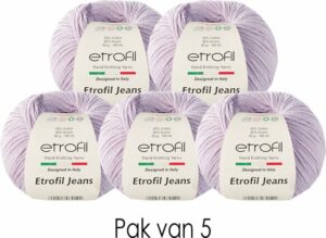 Etrofil Jeans Breigaren - Amigurumi Breigaren - Baby Breigaren - Moederdag Cadeau - 55% Katoen 45% Acryl - 5 stuks - Licht Lila - Afbeelding 3