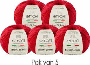 Etrofil Jeans Breigaren - Amigurumi Breigaren - Baby Breigaren - 55% Katoen 45% Acryl - 5 stuks - Donkerrood - Afbeelding 4