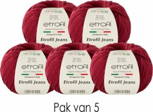 Etrofil Jeans Breigaren - Amigurumi Breigaren - Baby Breigaren - Moederdag Cadeau - 55% Katoen 45% Acryl - 5 stuks - Bordeaux - Afbeelding 4