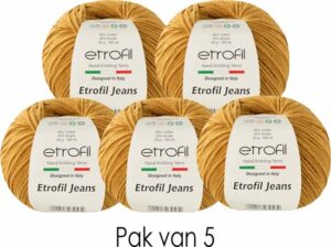 Etrofil Jeans Breigaren - Amigurumi Breigaren - Baby Breigaren - 55% Katoen 45% Acryl - 5 stuks - Lichte Mosterd - Afbeelding 3