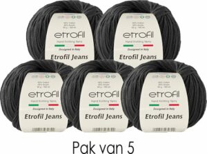 Etrofil Jeans Breigaren - Amigurumi Breigaren - Baby Breigaren - Moederdag Cadeau - 55% Katoen 45% Acryl - 5 stuks - Zwart - Afbeelding 3