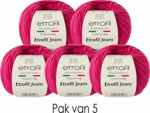 Etrofil Jeans Breigaren - Amigurumi Breigaren - Baby Breigaren - Moederdag Cadeau - 55% Katoen 45% Acryl - 5 stuks - Fuchsia - Afbeelding 4