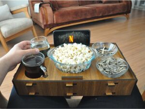 ARKITEKT EX - Houten Plezierblad - Houten Plezier Tray - 7 Sectie Dienblad - Presentatieblad - Draagbaar Dienblad - Dienblad met Telefoon Reservoir - Okkernoot - 41x25x7cm - Afbeelding 12