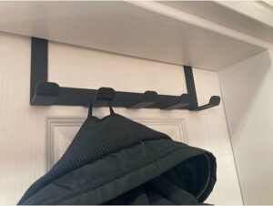 Deurhanger, Metalen Achterdeurhanger, Kleerhanger, Kleedhanger, Deurkapstok met 5 Deur Haken, Deurhanger Kapstok voor Handdoek en Kleding, Metaal, Zwart - Afbeelding 3