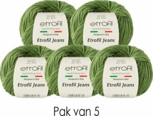 Etrofil Jeans Breigaren - Amigurumi Breigaren - Baby Breigaren - 55% Katoen 45% Acryl - 5 stuks - Ondoorzichtig Groen - Afbeelding 4