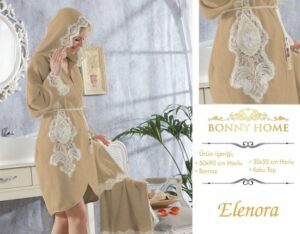 Golden Home Badjas Set - Bruid Badjas - Huwelijksreis Badjas - Dagelijkse Badjas - Luxe Badjas - Katoen Badjas - Elenora Bruin - Moederdag - Afbeelding 4