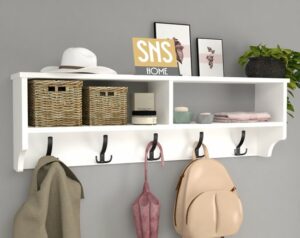 SNS Home - Kapstok 5x2 Haken Wandkapstok - Industrieel Hout - Wall Mounted - Kapstok - Wandkapstok Hout Metaal - 120x37x22 Kapstok - MDF Wit - Afbeelding 30