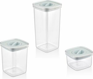 Organizers Opbergcontainer - Afsluitbaar en Luchtdicht Deksel - 3 stuks 0,5lt/1,1lt/1,7lt Set - Grijs en Transparant - Afbeelding 8