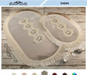 Bonny Home Shems Ovaal Badmat - Antislip Badmat - Kanten Badmat - 2 stuks - Klein en Groot - Grijs - Afbeelding 7