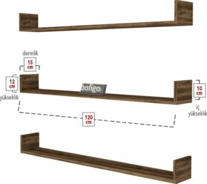 SNS Home, Fotolijst en Boekenplank, Wandplankenset Bestaande Uit 3 Zwevende Planken, Tv-Plank, Vliegende Plank, Boekenplank, 120 x 15 x 12 cm, Moderne Plank Voor Objecten, 3 Stuks, Lidia - Afbeelding 6