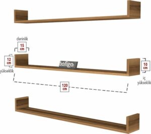 SNS Home, 16-01, Fotolijst en Boekenplank, Wandplankenset Bestaande Uit 3 Zwevende Planken, Tv-Plank, Vliegende Plank, Boekenplank, 120 x 15 x 12 cm, Moderne Plank Voor Objecten, 3 Stuks, Okkernoot - Afbeelding 7