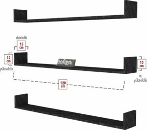 SNS Home, 16-01, Fotolijst en Boekenplank, Wandplankenset Bestaande Uit 3 Zwevende Planken, Tv-Plank, Vliegende Plank, Boekenplank, 120 x 15 x 12 cm, Moderne Plank Voor Objecten, 3 Stuks, Bendir/Marmer - Afbeelding 13