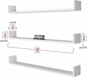 SNS Home, 16-01, Fotolijst en Boekenplank, Wandplankenset Bestaande Uit 3 Zwevende Planken, Tv-Plank, Vliegende Plank, Boekenplank, 120 x 15 x 12 cm, Moderne Plank Voor Objecten, 3 Stuks, Wit - Afbeelding 7