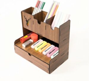 Notpa - Lotus - Houten Lade Organisator - Hert Desktop Pennenhouder - Organisator - Walnoot - Geassembleerd Product - Afbeelding 6