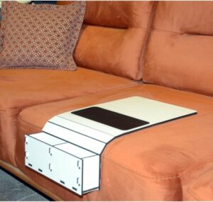 ARKITEKT EX, Houten Opklapbare Salontafel met Armleuning, Draagbare Hoofdsteuntafel, Bijzettafel met Afstandsbediening, Wit, 28 x 50 cm - Afbeelding 18