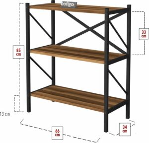 Decoratieve Boekenkast met 3 Planken - Metalen Boekenkast - 66 x 34 x 85 cm - Okkernoot - Afbeelding 16