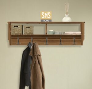 SNS Home - Kapstok 5x2 Haken Wandkapstok - Industrieel Hout - Wall Mounted - MDF Kapstok - Wandkapstok Hout Metaal - 120x 37x22 cm Kapstok - Lichte Okkernoot - Afbeelding 6