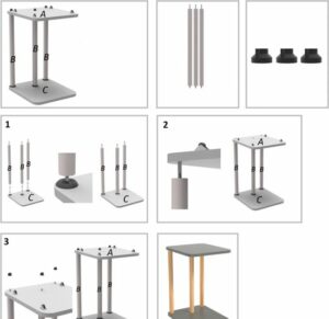 C-salontafel op Wielen, Salontafel, Banktafel, Bijzettafel, Serveertafel, Nesttafel, 35x40x56 cm, Pijnboom - Afbeelding 3