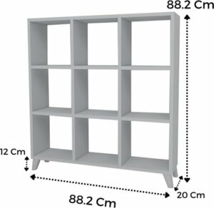 SNS Home - Kubus Boekenkast - 9 Vakken - Boekenkast met Planken - Vierkante Boekenkast - Bibliotheek - Wit - Afbeelding 8