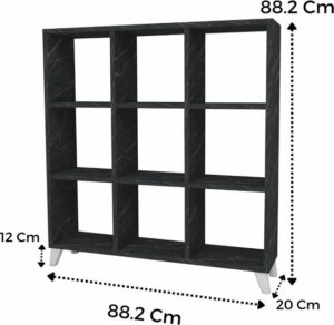 Kubus Boekenkast - 9 Vakken - Boekenkast met Planken - Vierkante Boekenkast - Bibliotheek - Bendir/Zwart - Afbeelding 16