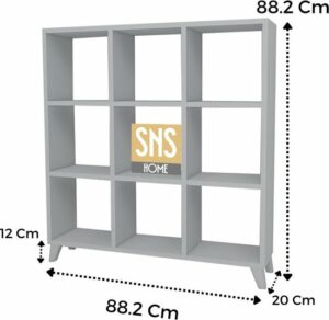SNS Home - Kubus Boekenkast - 9 Vakken - Boekenkast met Planken - Vierkante Boekenkast - Bibliotheek - Wit - Afbeelding 3