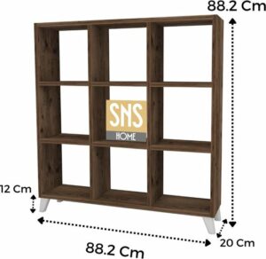 SNS Home - Kubus Boekenkast - 9 Vakken - Boekenkast met Planken - Vierkante Boekenkast - Bibliotheek - Lidia - Afbeelding 4