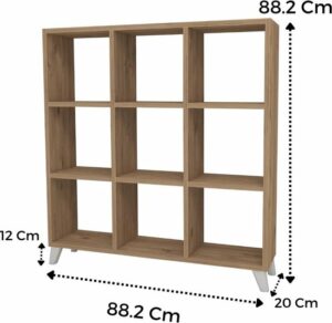 SNS Home - Kubus Boekenkast - 9 Vakken - Boekenkast met Planken - Vierkante Boekenkast - Bibliotheek - Pijnboom - Afbeelding 8