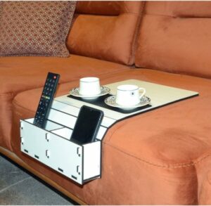 ARKITEKT EX, Houten Opklapbare Salontafel met Armleuning, Draagbare Hoofdsteuntafel, Bijzettafel met Afstandsbediening, Wit, 28 x 50 cm - Afbeelding 16
