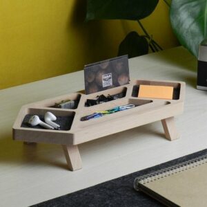 Fagus Wood - Mini Slash Bureau Organizer - Natuurlijk Hout Organizer - Kantoor Bureau Organizer - Natural Kleur - Afbeelding 9