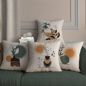 Saso Home - Bloemen Design Kussensloop - Modern Design Kussensloop - Surrealistisch Design Kussensloop - Nieuw Huis Cadeau - 4 Stuks - 43 x 43 cm - Afbeelding 11
