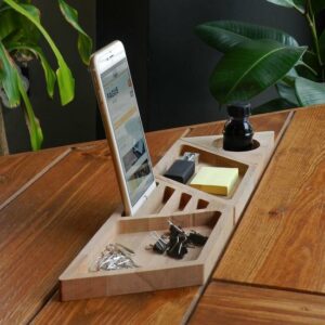 Fagus Wood - Touche Bureau Organizer - Natuurlijk Hout Organizer - Kantoor Bureau Organizer - Nieuw Werk Cadeau - Natural Kleur - Afbeelding 15