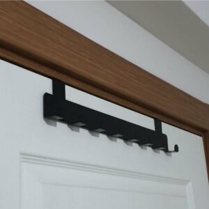 American Door Back - Hanger - Deurhanger - Achterdeurhanger - Kleerhanger - Deurkapstok met 8 Deur Haken - Deurhanger Kapstok voor Handdoek en Kleding - Hanger en badkamerdeur - Metaal Mat Zwart - 40 cm - Afbeelding 4
