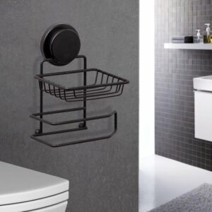 WC Papierhouder Met Zwarte Achterkant / Magic Adhesive Paper Holder / Wall Stick WC Papierhouder / Back-up Toiletrolhouder / Lijm / Zuignap / Zwart - Afbeelding 4