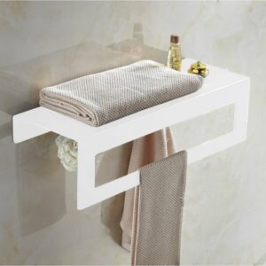 Badkamer en Keuken Handdoekenrek / WC-Papierrek Met Telefoonrek / Handdoekenrek Met Telefoonrek / Wit Handdoekenrek / Handdoekenrek Set Met Telefoonrek / Toiletpapierrek Set / 30 x 10 x10 cm / 2 Stuks / Wit - Afbeelding 5
