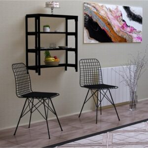 Praktische Tafel – Eettafel – Eettafel uitschuifbaar – Opvouwbaar – Flamingo – 134 x 60 x 72 cm – Zwart en Marmer - Afbeelding 11