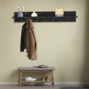 Kapstok - Kapstok Kleerhanger - Kleerhanger voor Modern Wonen - Zwart en Marmer - 112 cm - 14 Haken - Afbeelding 3