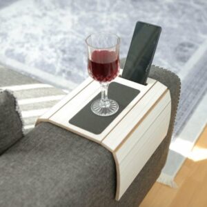 SNS Home - Sofa Armleuning Salontafel - Sofa Armleuning Salontafel - Salontafel en Telefoonhouder - Armleuning Dienblad - Antislip Armleuning Salontafel - New Home Gift - Mat Wit - 50 x 27 cm - Afbeelding 12