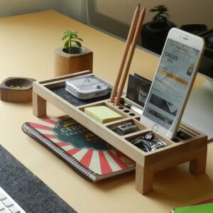 Fagus Wood - Mini Sharpy Bureau Organizer - Natuurlijk Hout Organizer - Kantoor Bureau Organizer - Natural Kleur - Afbeelding 17