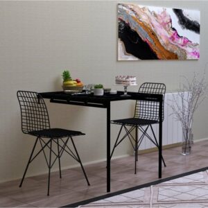 Praktische Tafel – Eettafel – Eettafel uitschuifbaar – Opvouwbaar – Flamingo – 134 x 60 x 72 cm – Zwart en Marmer - Afbeelding 15