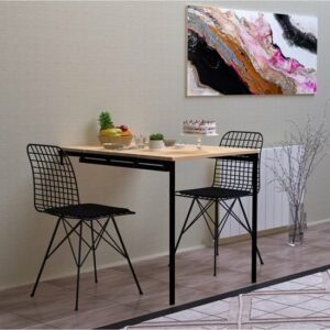 SNS Home - Karanfil Tafel - Slimme Klaptafel - Keukentafel - Inklapbare Tafel - Vouwtafel - Inklapbaar - 100x70 cm - Saffier/Eik - Afbeelding 6