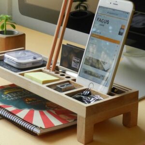 Fagus Wood - Mini Sharpy Bureau Organizer - Natuurlijk Hout Organizer - Kantoor Bureau Organizer - Natural Kleur - Afbeelding 20